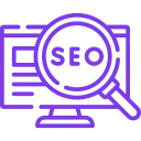 Icono de pantalla con lupa y SEO Icono de pantalla con lupa y SEO